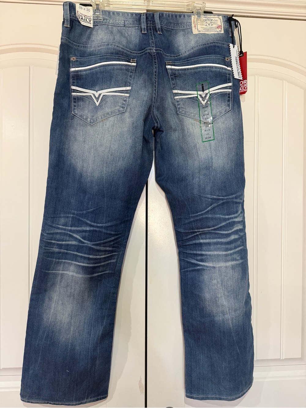 Jens by Buffalo Men's Washed Blue Relaxed Straight Jeans size 36x30